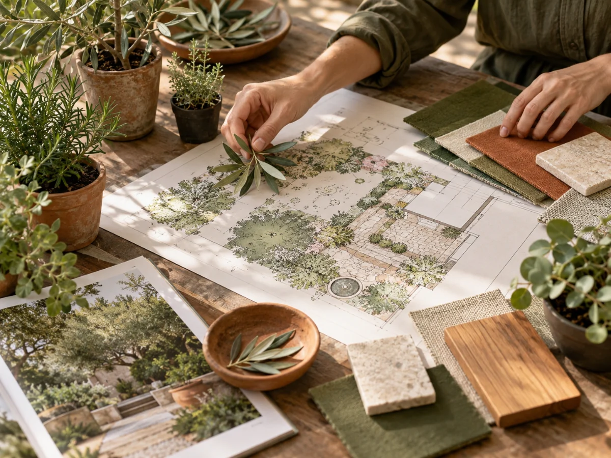 Bản vẽ thiết kế cảnh quan và mẫu cây