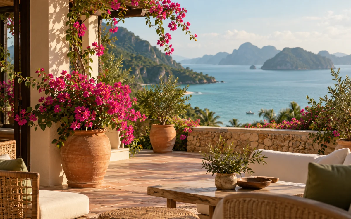 Hoa giấy trồng chậu cho resort ven biển